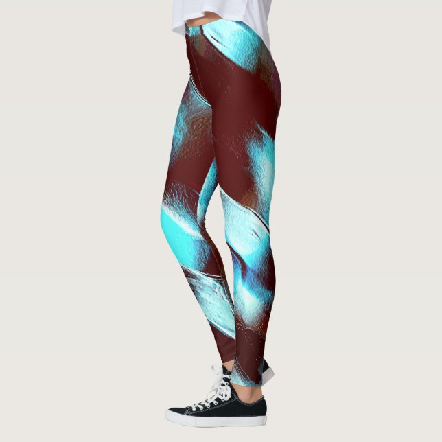 Leggings Gravé de métal mat, en dégradé brun à cyan (Gauche)