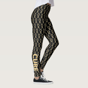Leggings Gray & Gold Sensibilisation Ruban Hope & Cure Legg