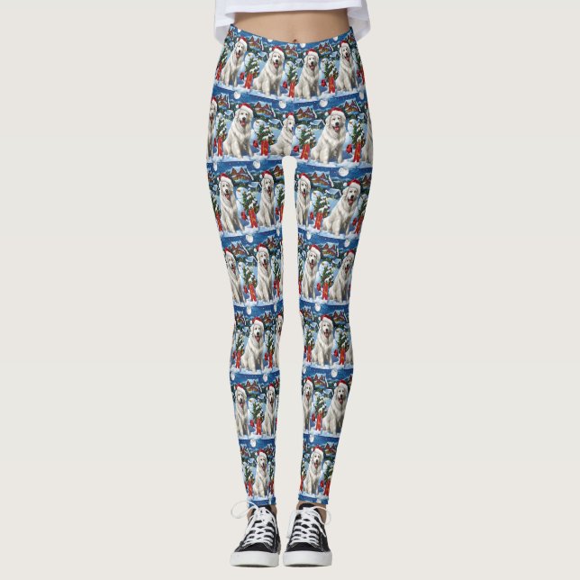 Leggings Great Pyrenees Winter Wonderland Noël Joie (Devant)