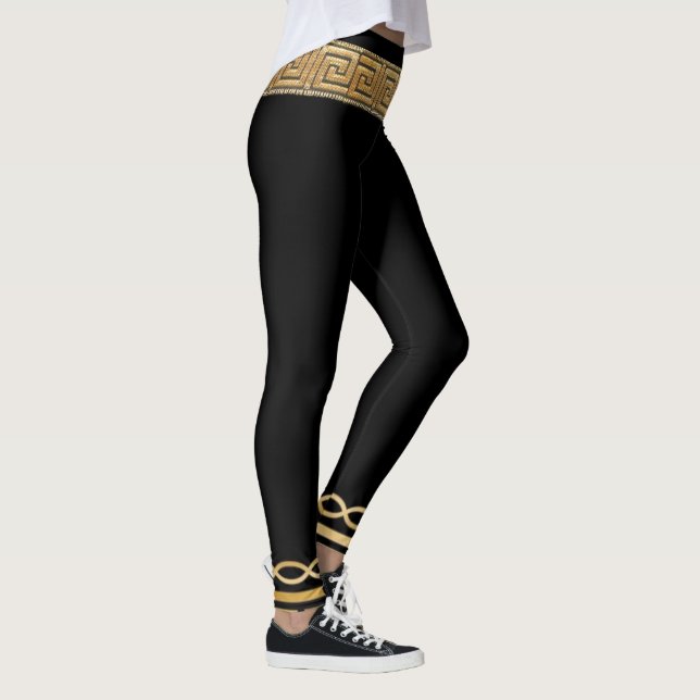 Leggings Grec Clé Or de base sur l'Athlétisme noir (Droite)