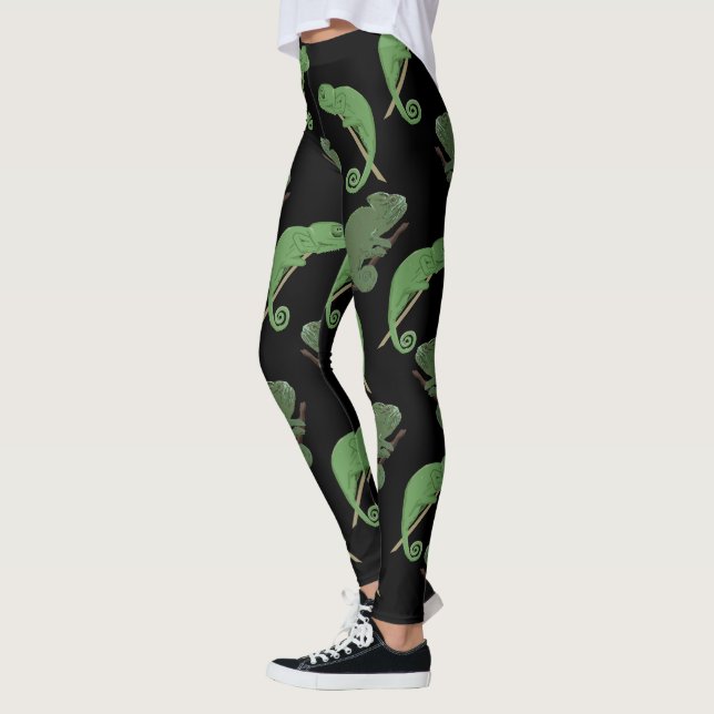 Leggings Green Chameleons Lizard Art  (Gauche)