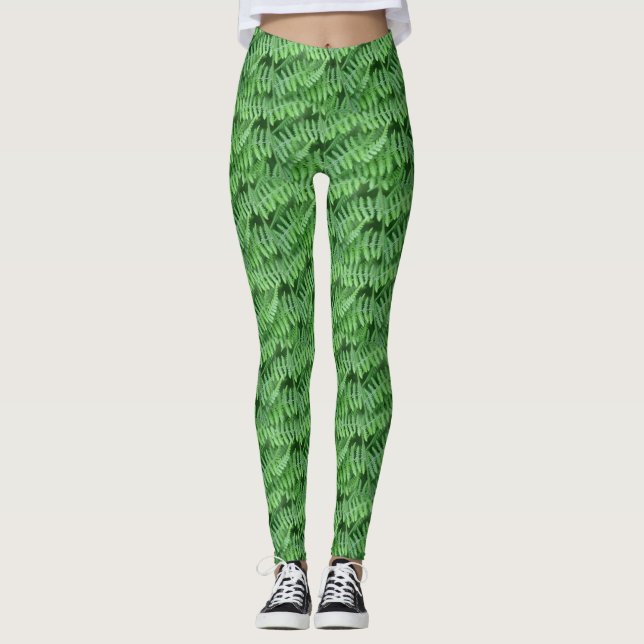 Leggings Green Ferns Motif naturel (Devant)