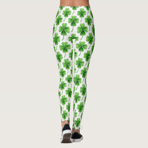 Leggings Green Lucky Clover Motif St Patrick's Day