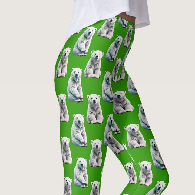 Leggings Green Polar Bear Pattern Design  (Créateur téléchargé)