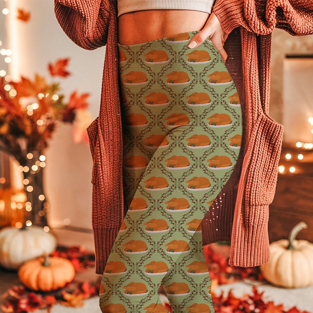 Leggings Green Thanksgiving Turquie Motif de vacances (Créateur téléchargé)