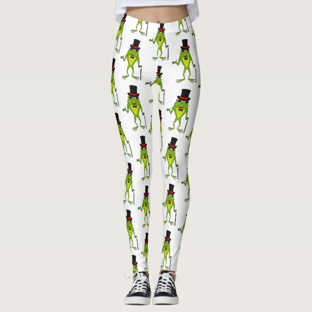 Leggings Grenouille drôle avec chapeau haut de forme dessin (Devant)