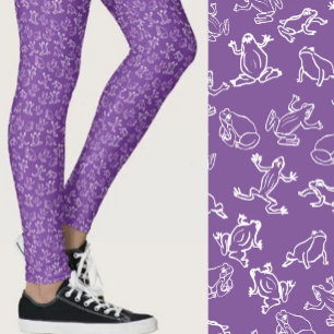 Leggings Grenouilles mignonnes motif violet et blanc