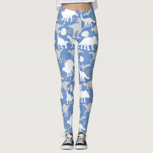 Leggings Grey Dino Motif L Blue BG