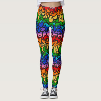 Leggings Gribouillis arc-en-ciel de la fierté 8 bandes