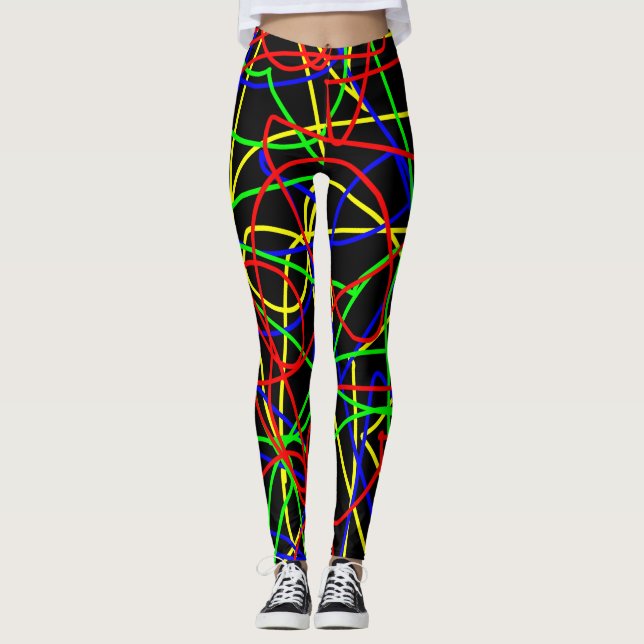Leggings Gribouillis colorés fous (Devant)