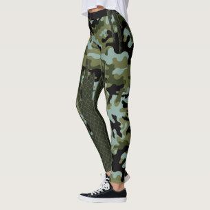 Leggings Grille bleue de lac camouflage de forêt d'évasio