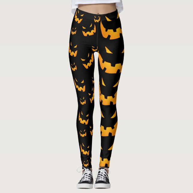 Leggings Grinning Halloween Citrouilles (Devant)