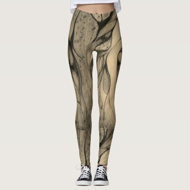 Leggings Gris abstrait (Devant)