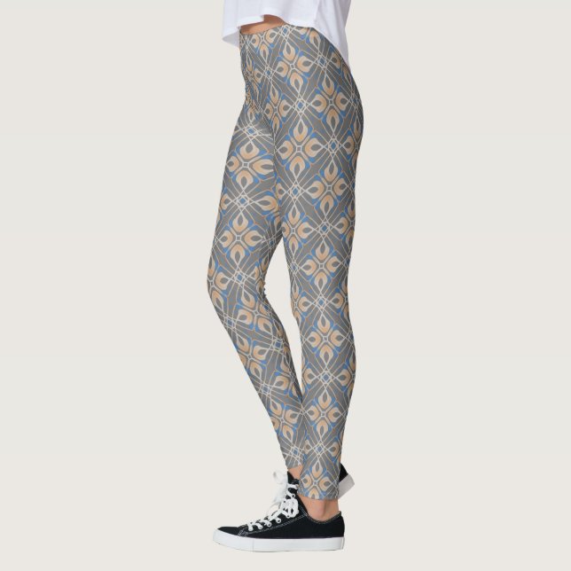 Leggings gris Abstraits géométriques imprimés flor (Gauche)