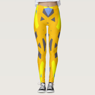 Leggings Gris bleu jaune Vibrant Abstrait géométrique