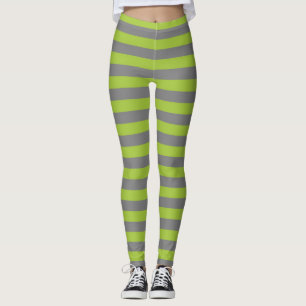 Leggings Gris de charbon de bois et traces vertes de pomme