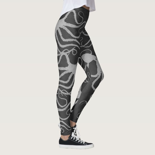 Leggings Gris du poulpe d'Amy sur le gris - guêtres (Droite)