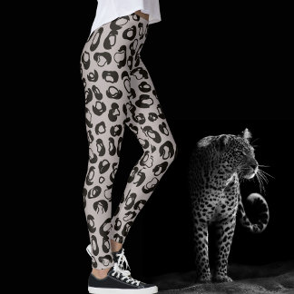 Leggings Gris Leopard Safari Imprimer