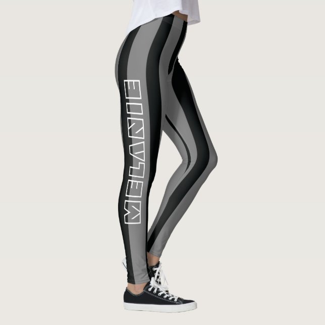 Leggings Gris Noir Gris Gris Comfy Cosy Entraînement Sports (Droite)