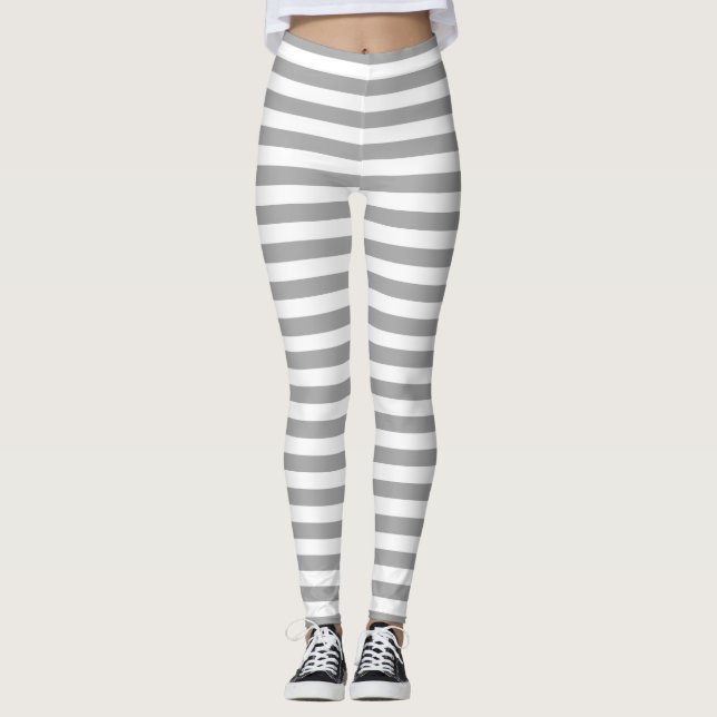 Leggings Gris rayé noir blanc d'origine gris (Devant)