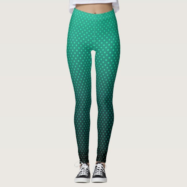 Leggings Gris vert dégradant pois imprimer abstrait femi (Devant)