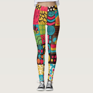 Leggings Groove Waves les années 70 Motif de ligne psychédé