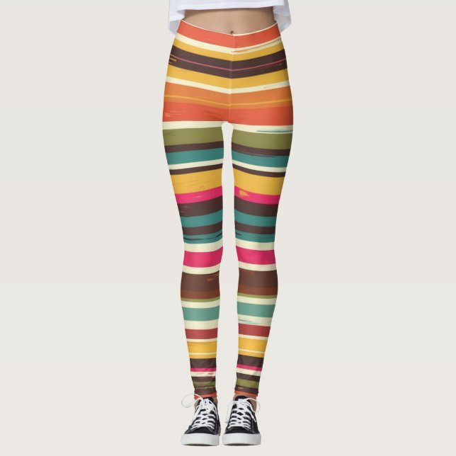 Leggings Groove Waves les années 70 Motif de ligne psychédé (Devant)