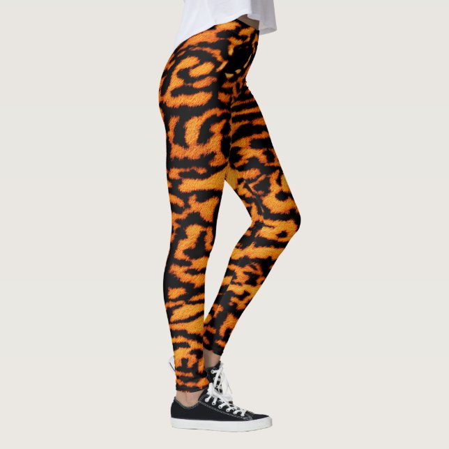 Leggings Gros Chat Exotique Gratuit Safari Profond Orange (Droite)