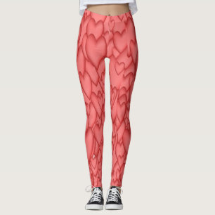 Leggings Gros Coeurs ROUGES & ROSES ! Pantalons YOGA Comfy 