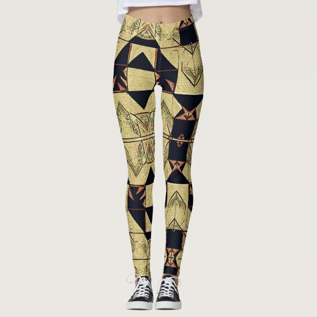 Leggings Grue en papier Beige et noir (Devant)