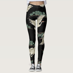 Leggings Grue japonaise élégante : représentation artistiqu