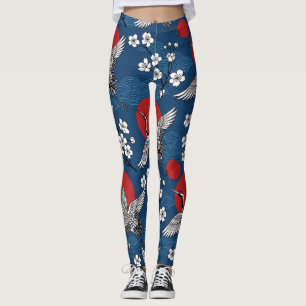 Leggings Grue japonaise traditionnelle et motif zen Sakura