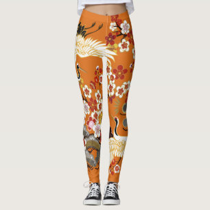 Leggings Grues florales colorées Sakura Motif