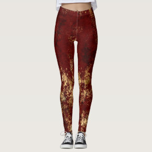 Leggings Grunge doré cramoisi antique