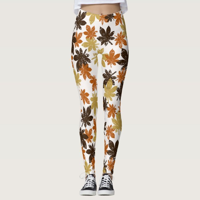 Leggings Grunge Leaf : Motif Arrière - plan sans couture. (Devant)