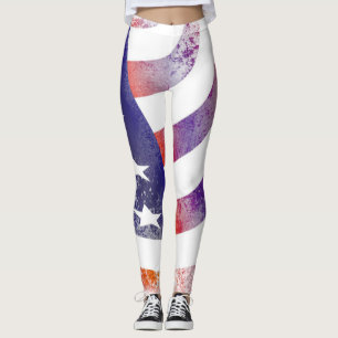Leggings Grunge patriotique flottante drapeau américain, O