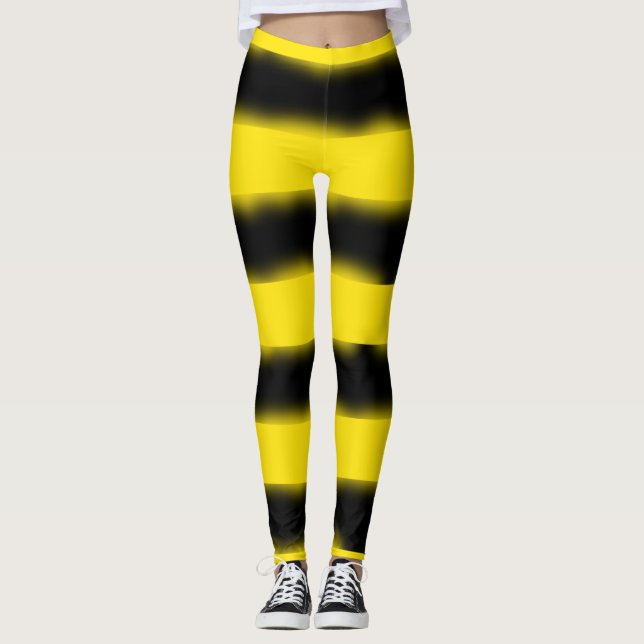 Leggings Guêtres Abeille-Inspirées noires et jaunes de (Devant)