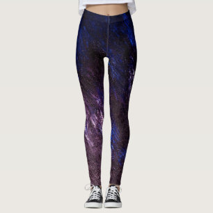 Leggings Guêtres abstraites bleues et noires de lavande de