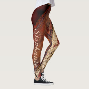 Leggings Guêtres abstraites rouge-brun rustiques de