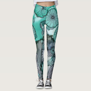Leggings Guêtres abstraites vertes