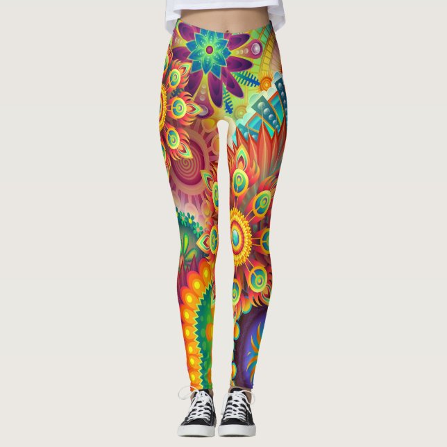 Leggings guêtres acides psychédéliques de yoga de gymnase (Devant)