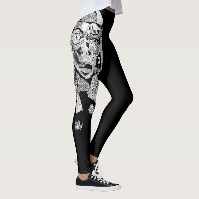 Leggings Guêtres artistiques de femmes blanches de collage (Droite)