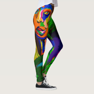Leggings Guêtres artistiques exotiques de visage peint à 