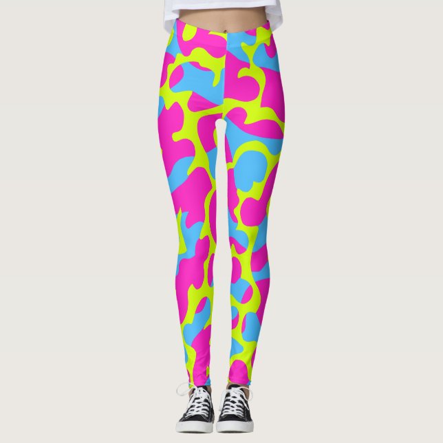 Leggings Guêtres au néon de Camo (Devant)