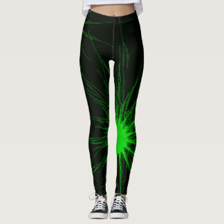 Leggings Guêtres au néon noires et vertes