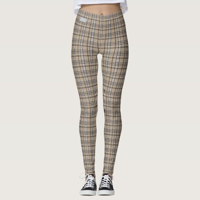 Leggings Guêtres beiges grises de plaid de COLLECTION de (Devant)