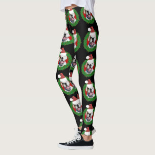 Leggings Guêtres blanches d'art de chien de boxeur de Noël