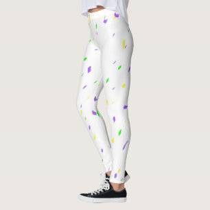 Leggings Guêtres blanches de confettis de mardi gras