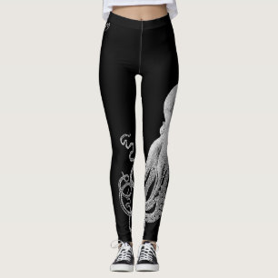 Leggings Guêtres blanches de noir de poulpe