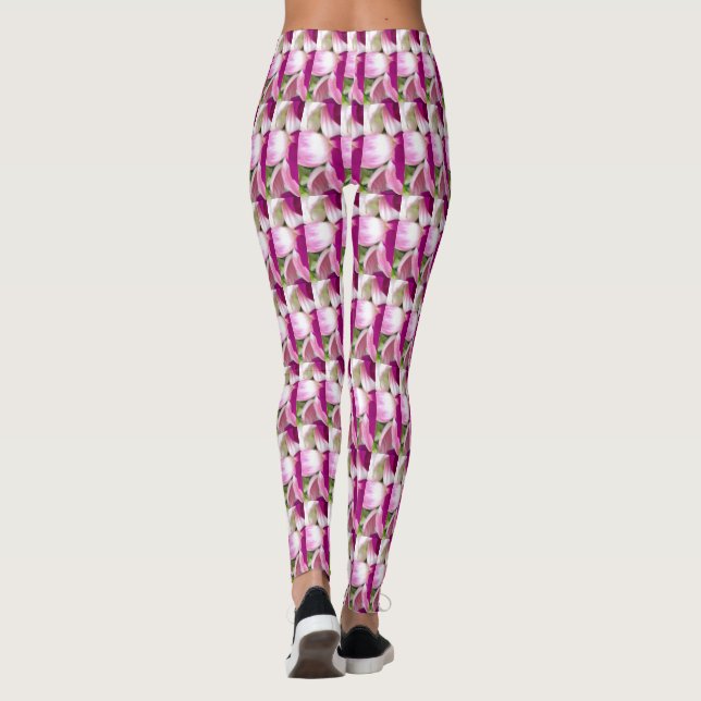 Leggings Guêtres blanches de petit impression de lavande (Dos)